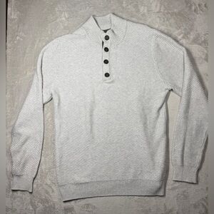 Even Tide Men’s Cashmere Cotton Blend Pullover Henley Quarter Buttoned Sweater L